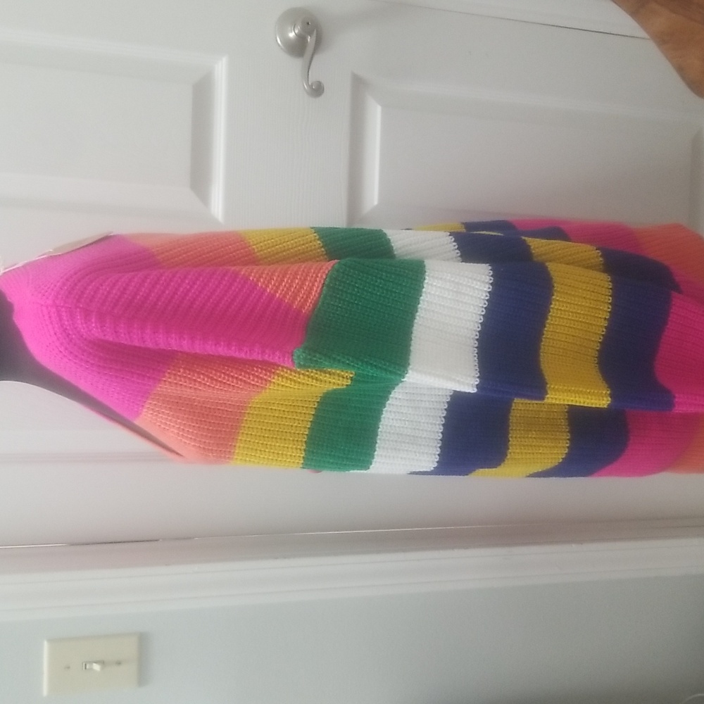 BIBI Fuschsia Multi Stripped Cardigan (xl)NWT - Picture 4 of 10